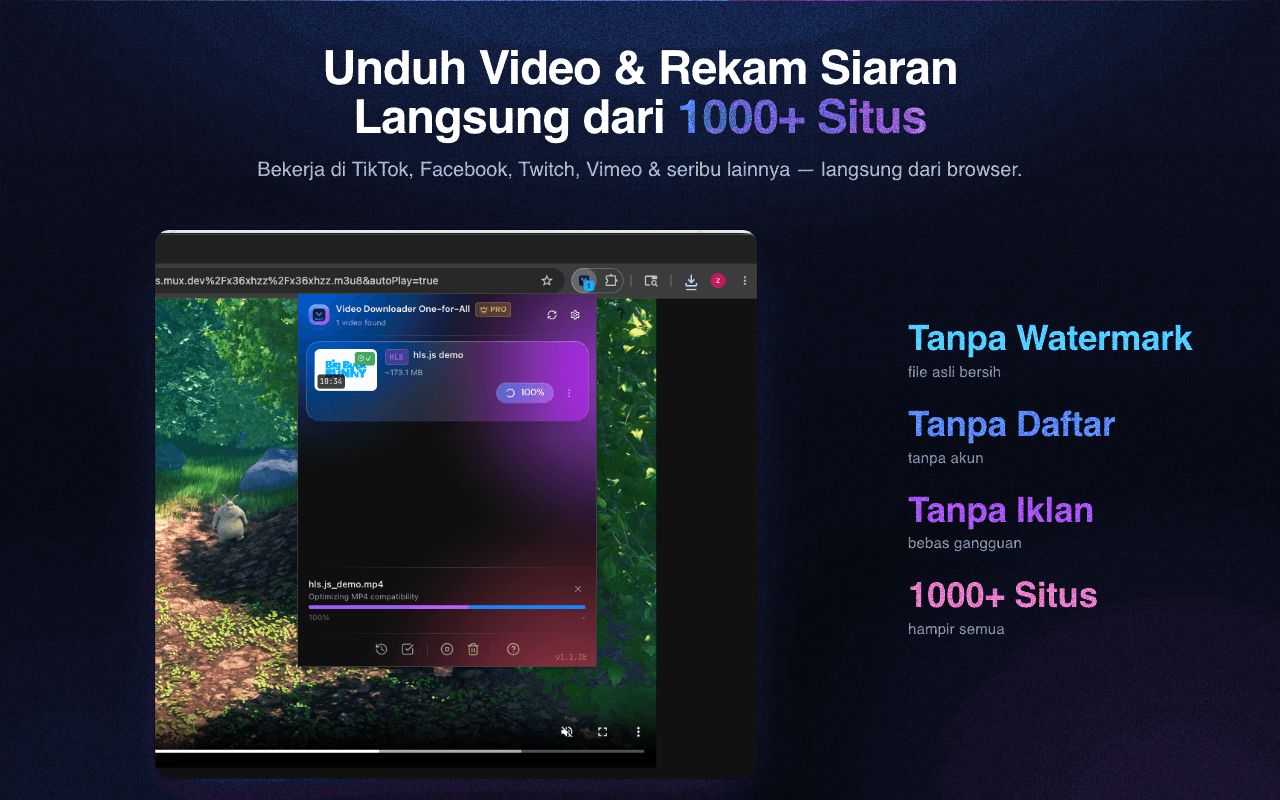 Unduh video dan rekam siaran langsung dari 1000+ situs