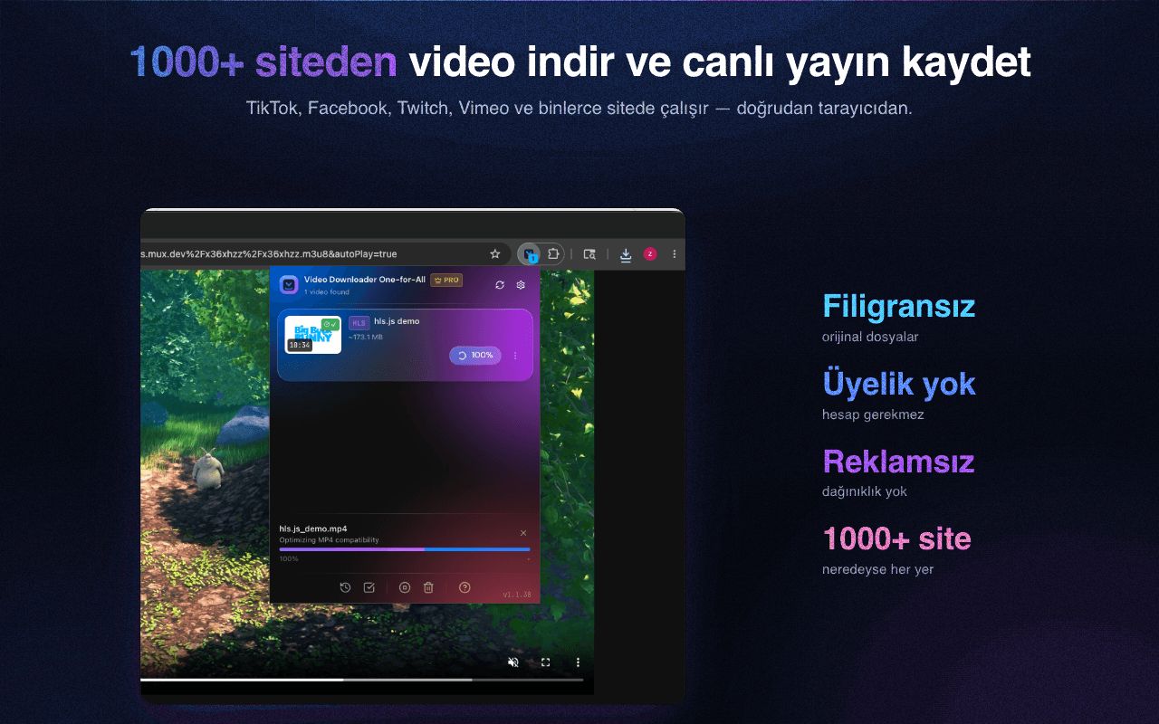 1000+ siteden video indirin ve canlı yayınları kaydedin