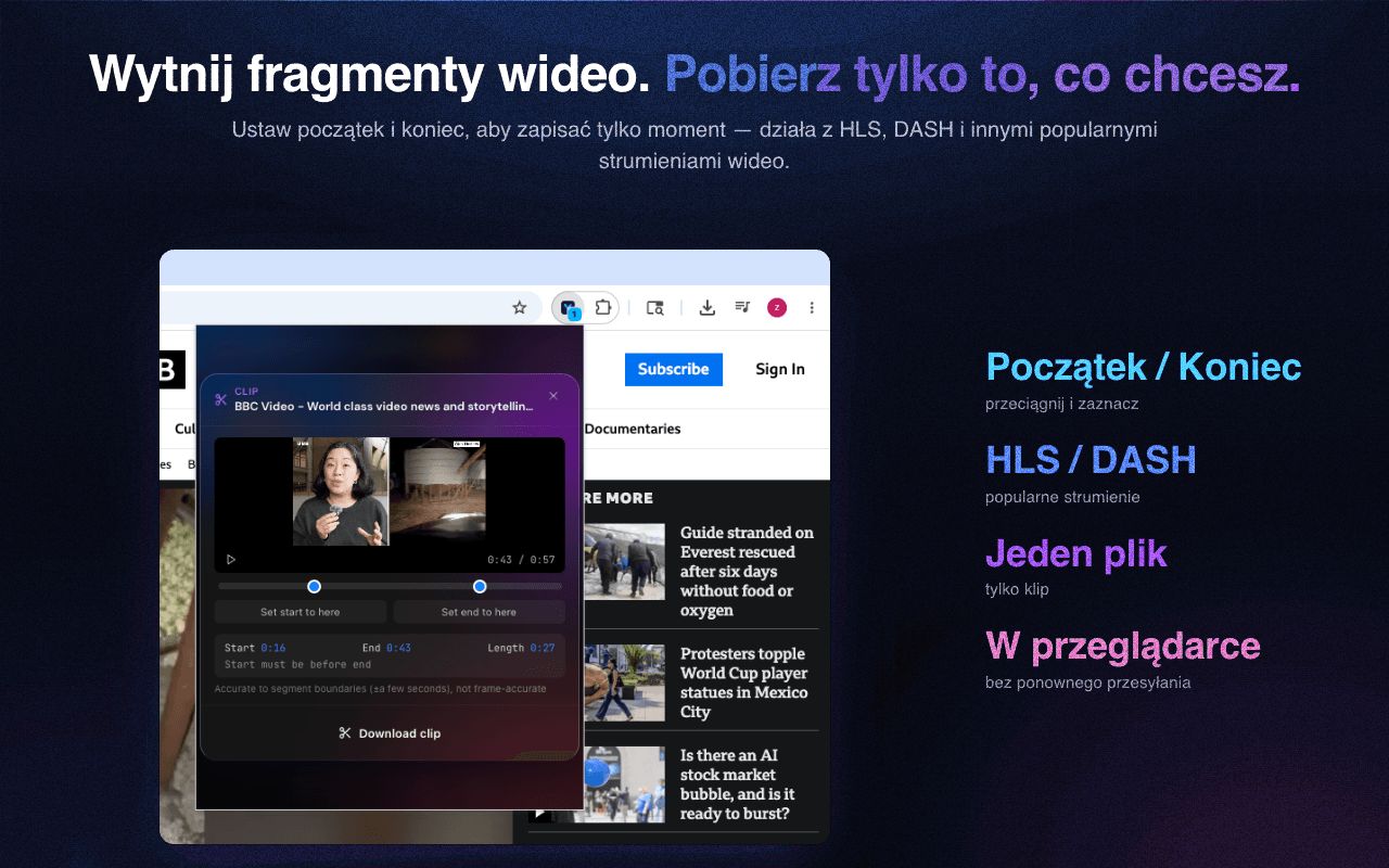 Przycinaj i skracaj: pobierz tylko tę część filmu, której potrzebujesz